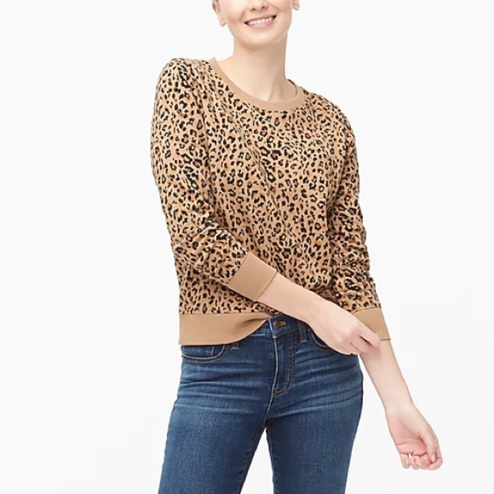 J crew Leopard crewneck sweatshirt